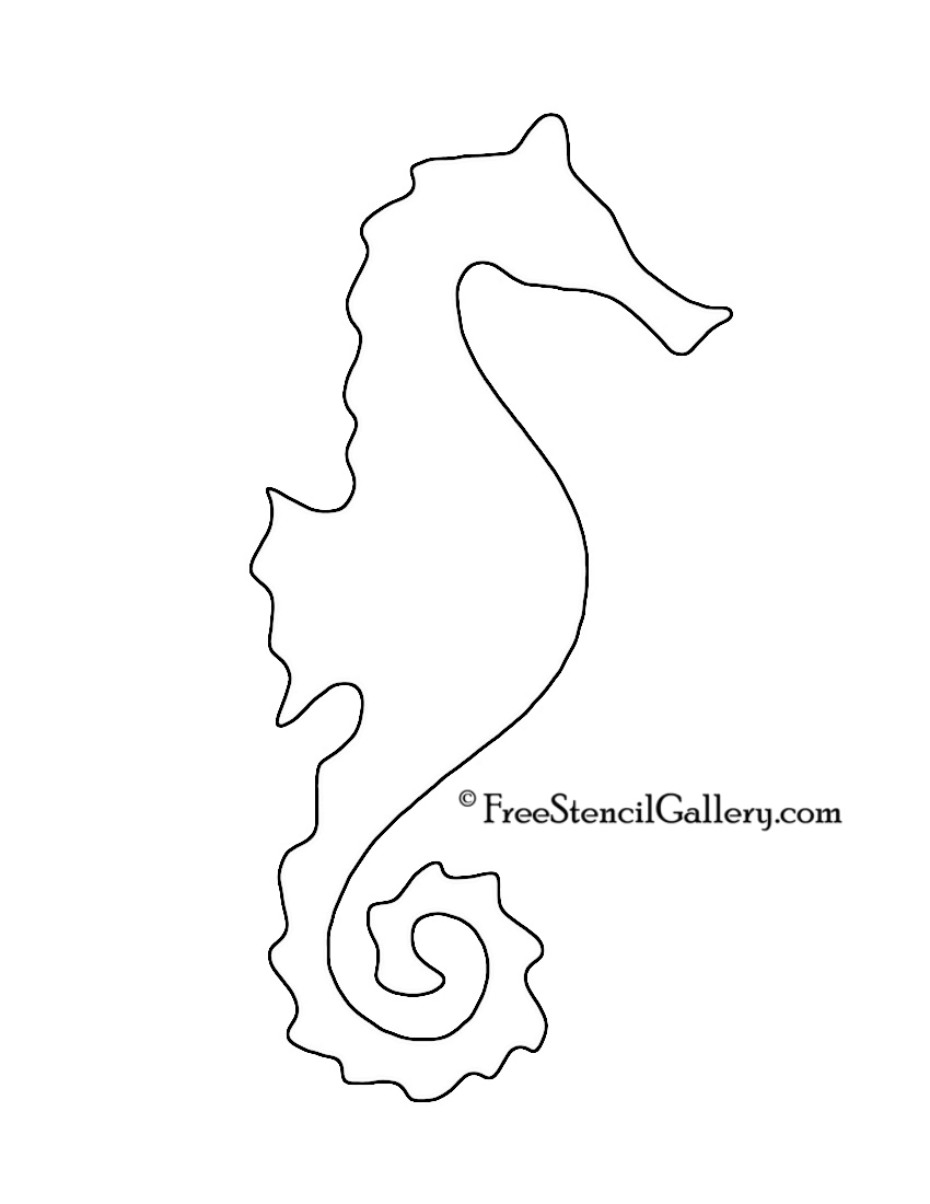 Seahorse Silhouette Stencil