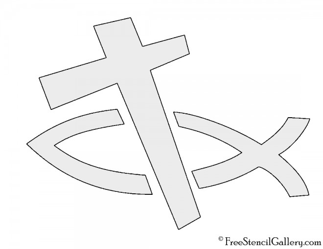 Christian Fish and Cross Stencil