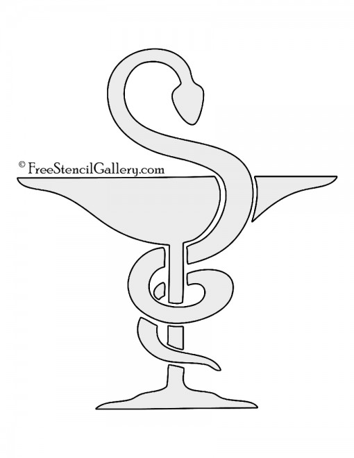 Bowl of Hygieia Pharmacy Symbol Stencil