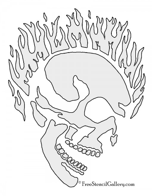 Flaming Skull Stencil