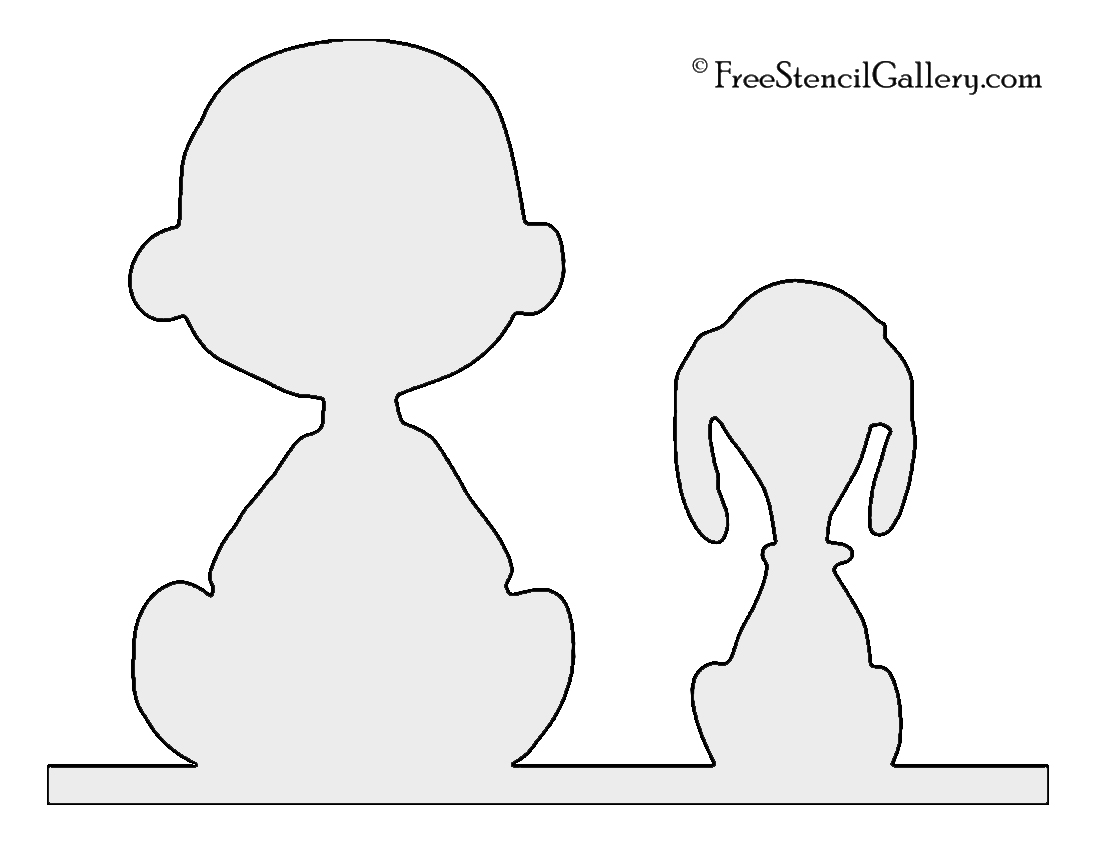 Peanuts Snoopy and Charlie Brown Silhouette Stencil Free Stencil