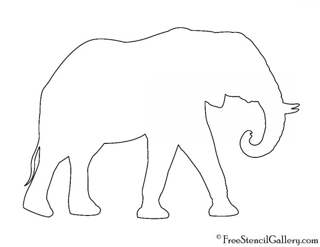African Elephant Silhouette Stencil