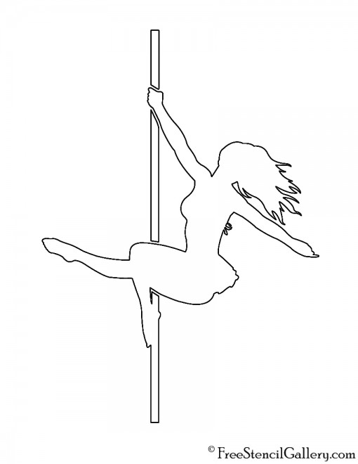 Pole Dancer Silhouette Stencil