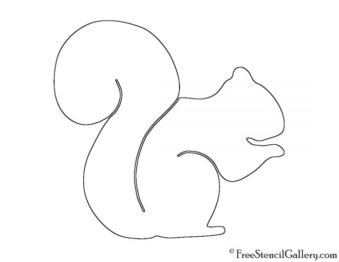 Squirrel Silhouette 02 Stencil