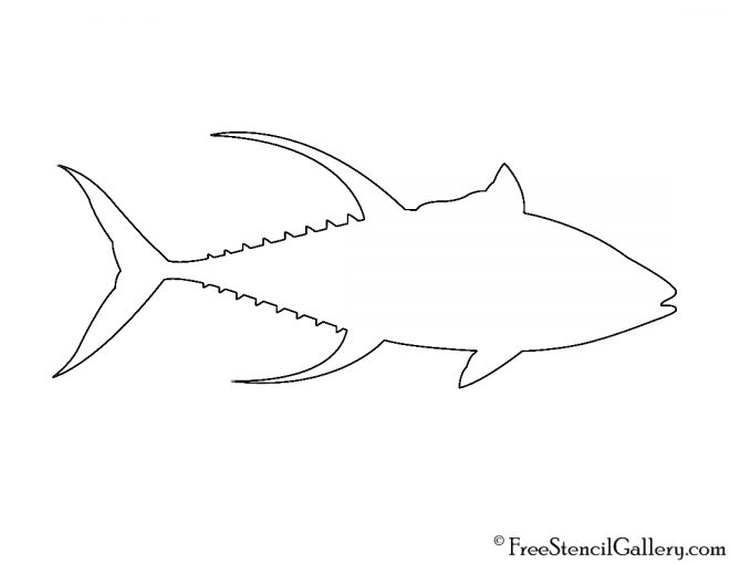 Yellowfin Tuna Silhouette Stencil