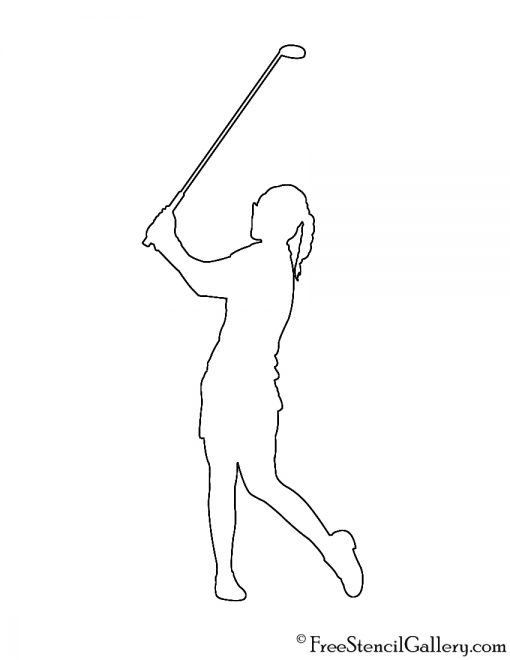 Golfer Silhouette 01 Stencil