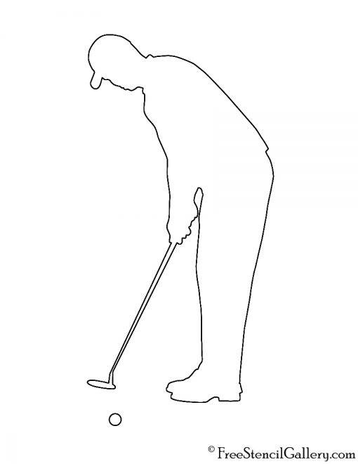 Golfer Silhouette 02 Stencil