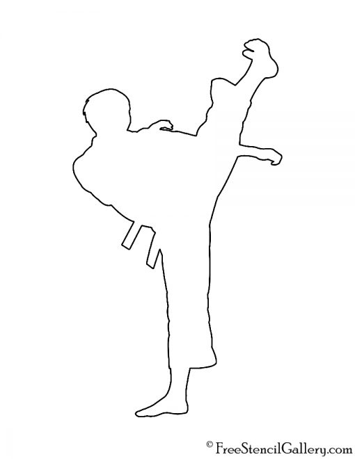 Martial Artist Silhouette 01 Stencil
