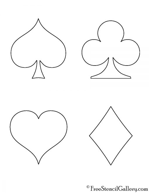 Playing Card Suits Stencil