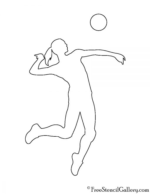 Volleyball Hitter Silhouette Stencil
