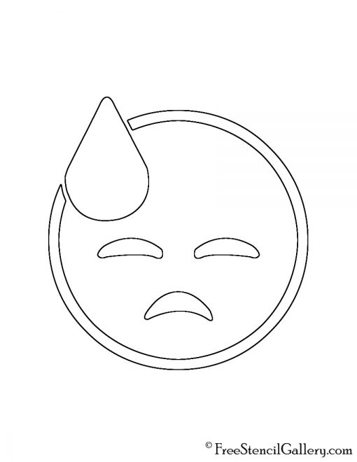Emoji - Cold Sweat 02 Stencil
