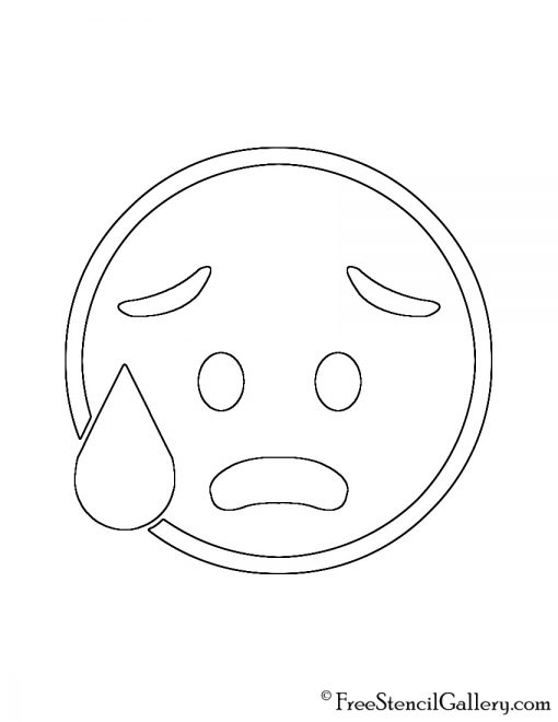 Emoji - Cold Sweat Stencil