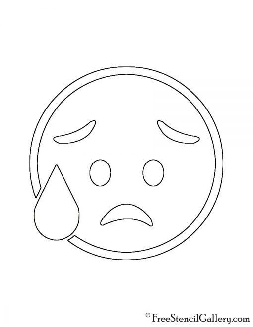 Emoji - Disappointed Relieved Stencil