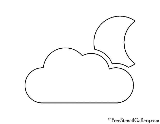 Weather Icon - Cloud and Moon Stencil