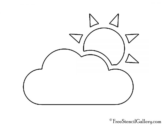 Weather Icon - Cloud and Sun Stencil