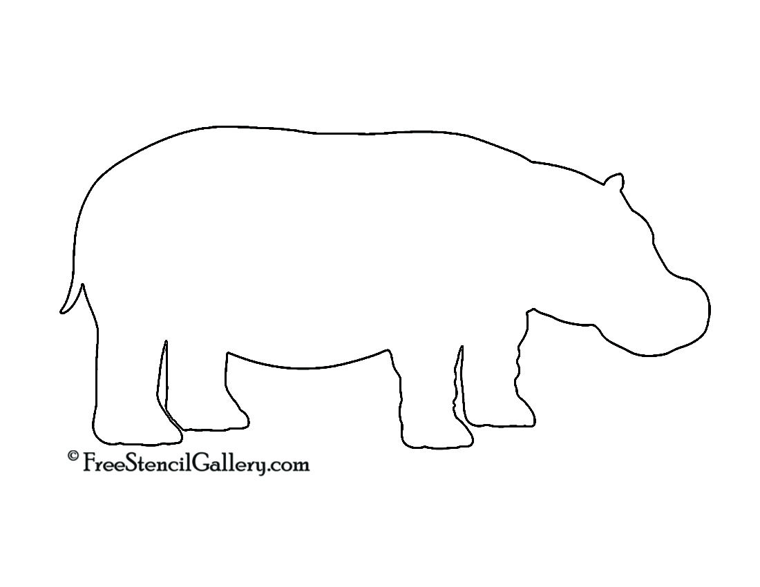 Hippopotamus Silhouette Stencil
