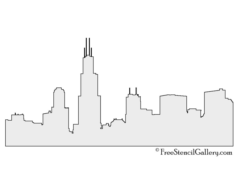 Printable Modern Day Chicago Skyline Stencil