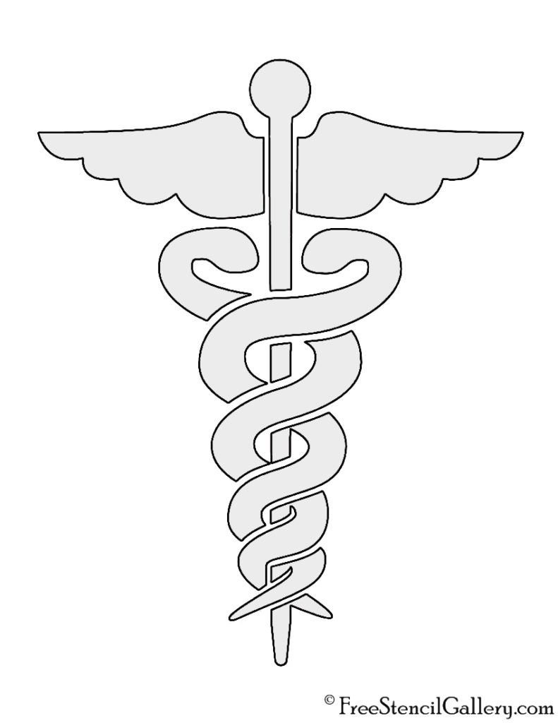 Staff of Caduceus Doctor Symbol Stencil | Free Stencil Gallery