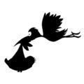 Stork and Baby Stencil
