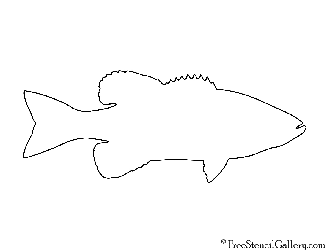 Bass Fish Silhouette Stencil
