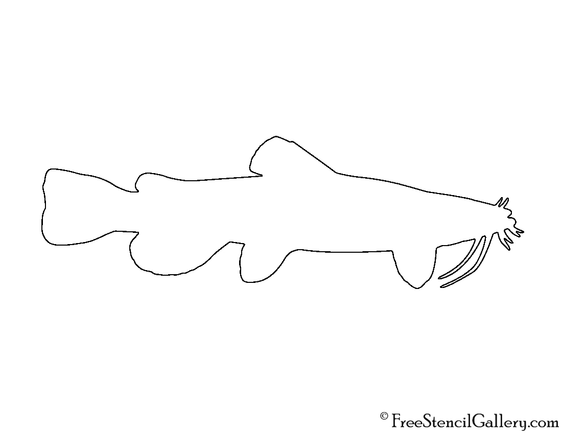 Catfish Silhouette Stencil