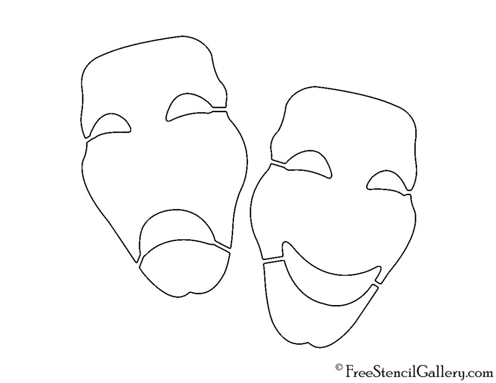 Drama Masks Stencil | Free Stencil Gallery