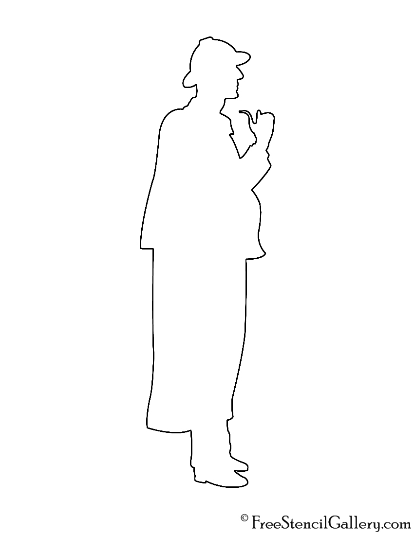 Sherlock Holmes Silhouette Stencil