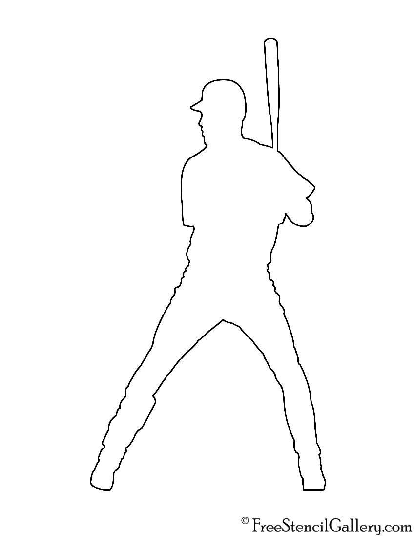 Baseball Player Silhouette 02 Stencil