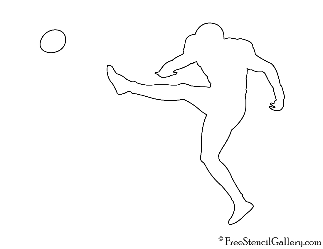 Football Kicker Silhouette Stencil