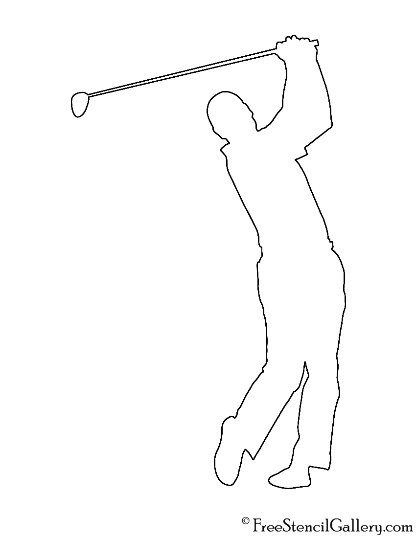Golfer Silhouette 03 Stencil