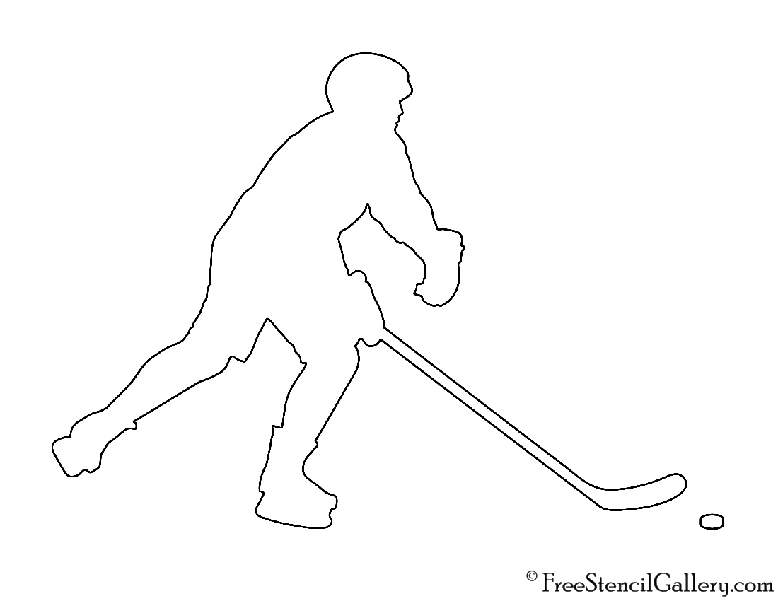 Hockey Player Silhouette Stencil