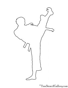 Martial Artist Silhouette 01 Stencil | Free Stencil Gallery