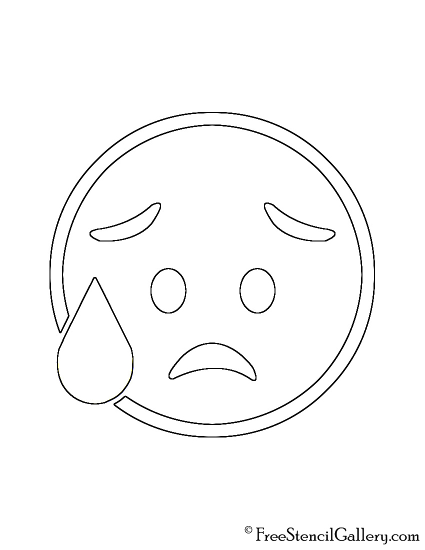 Emoji - Disappointed Relieved Stencil