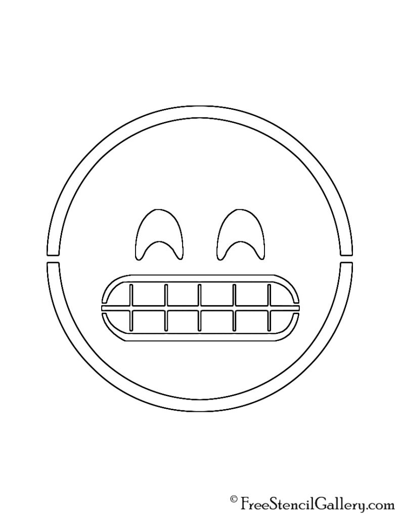 Emoji - Grinning Stencil | Free Stencil Gallery