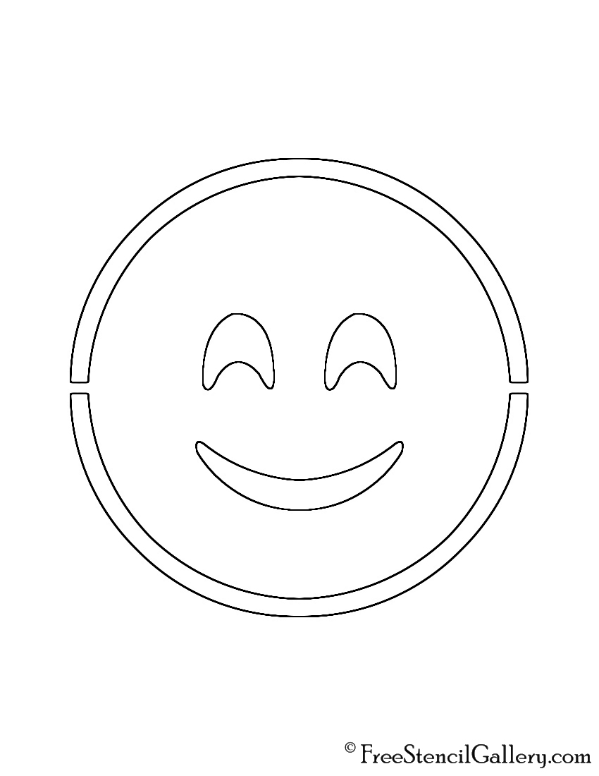 Emoji - Smiling Blushed Stencil