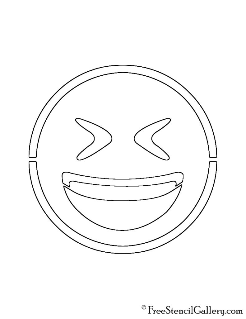 Emoji - Smiling Closed Eyes Stencil | Free Stencil Gallery