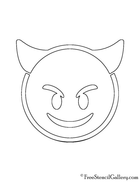 Emoji - Smiling Devil Stencil | Free Stencil Gallery