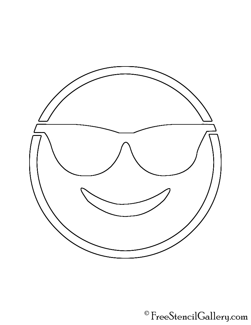 Emoji - Sunglasses Stencil