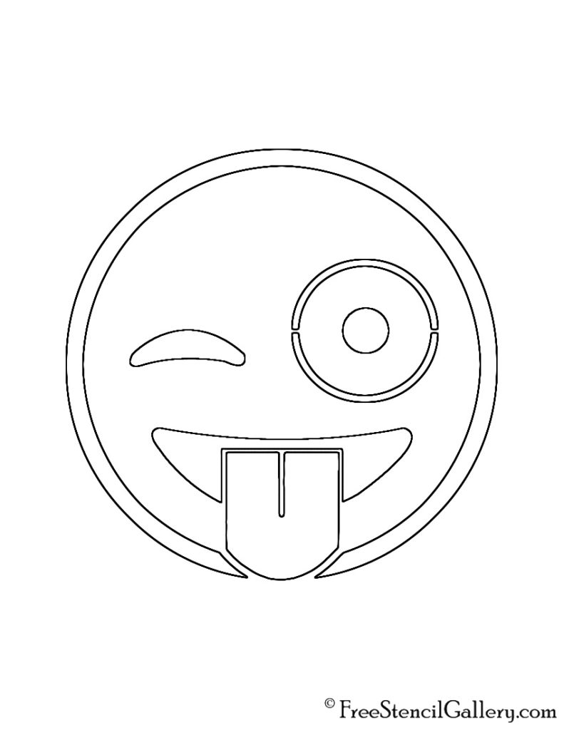 Emoji - Tongue Out Winking Stencil | Free Stencil Gallery