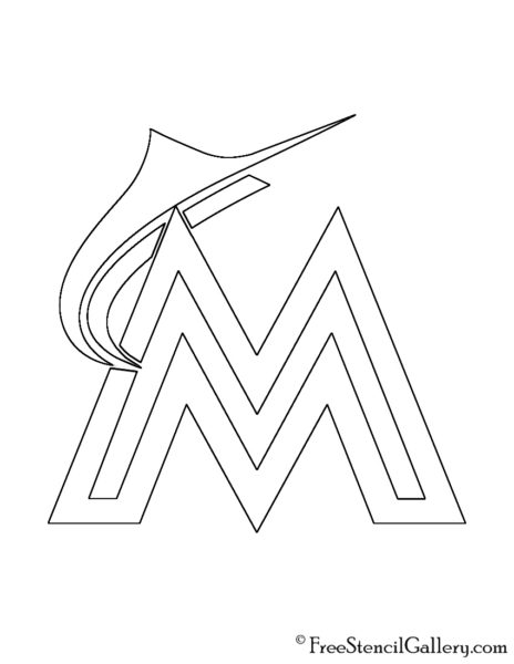 MLB - Miami Marlins Logo Stencil | Free Stencil Gallery