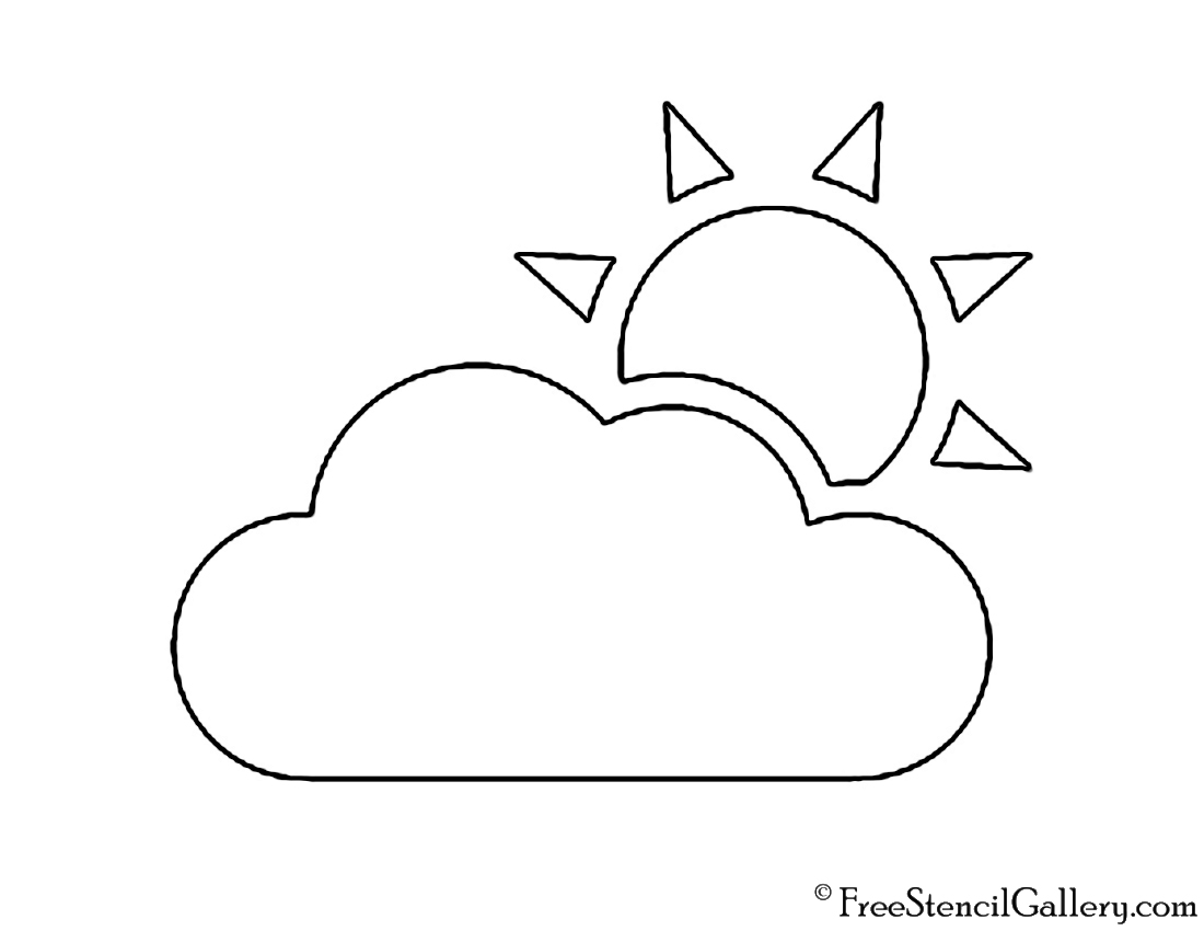 Weather Icon - Cloud and Sun Stencil