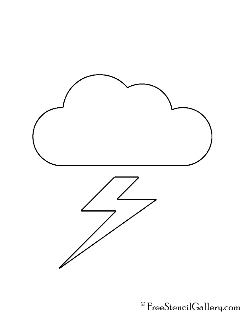 Weather Icon -Thundercloud 02 Stencil